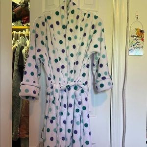 Polka dot robe.